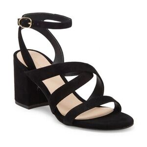 Stuart Weitzman Ava Ankle 75 Block Heel Sandal in Black Size 8 NWOT